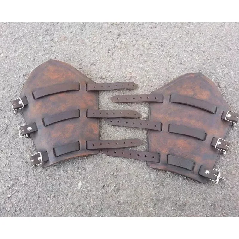 القرون الوسطى Steampunk الفايكنج القراصنة المحارب درع دعامات تأثيري حلي Larp ملحق للجنسين قابل للتعديل بولي Leather الجلود اليد الحرس
