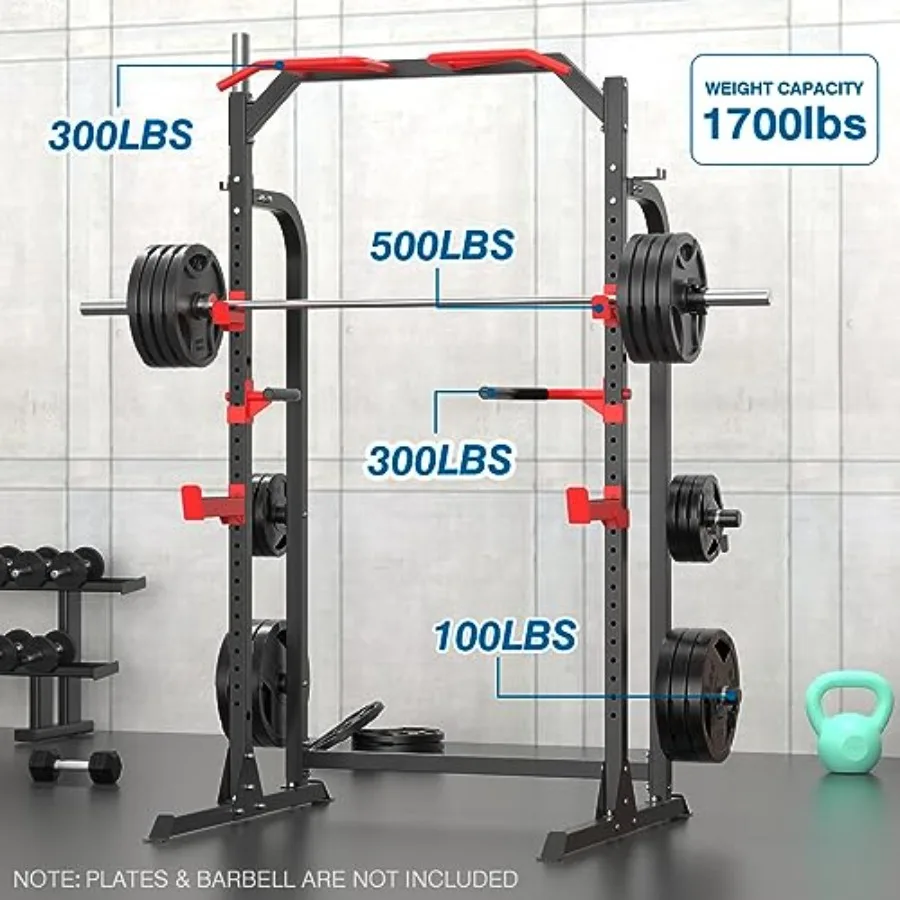 Power Cage Squat Rack Power Rack multifunzionale con ganci estraibili Maniglie per immersione Stoccaggio piastra pesi