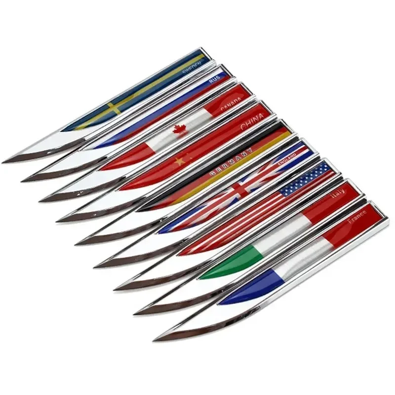 

2Pcs Car 3D Metal Italy, United Kingdom, United States, France, Germany, Canada, Russia Flag Emblem Badge Decals Sticker
