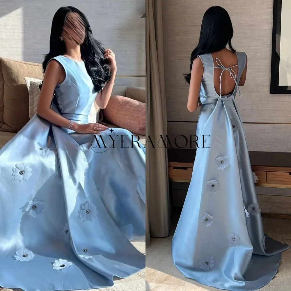 فساتين سهرة فاخرة برقبة دائرية بدون أكمام حورية البحر بدون ظهر فساتين حفلات على شكل زهرة مخصصة