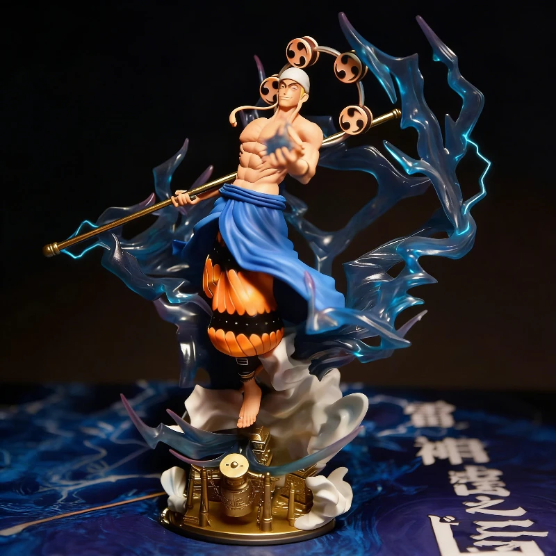 

Аниме-фигурка Энель (Бог Грома) из One Piece, 38 см, с двумя сменными головами, светящаяся, коллекционная модель из ПВХ, настольное украшение, подарок