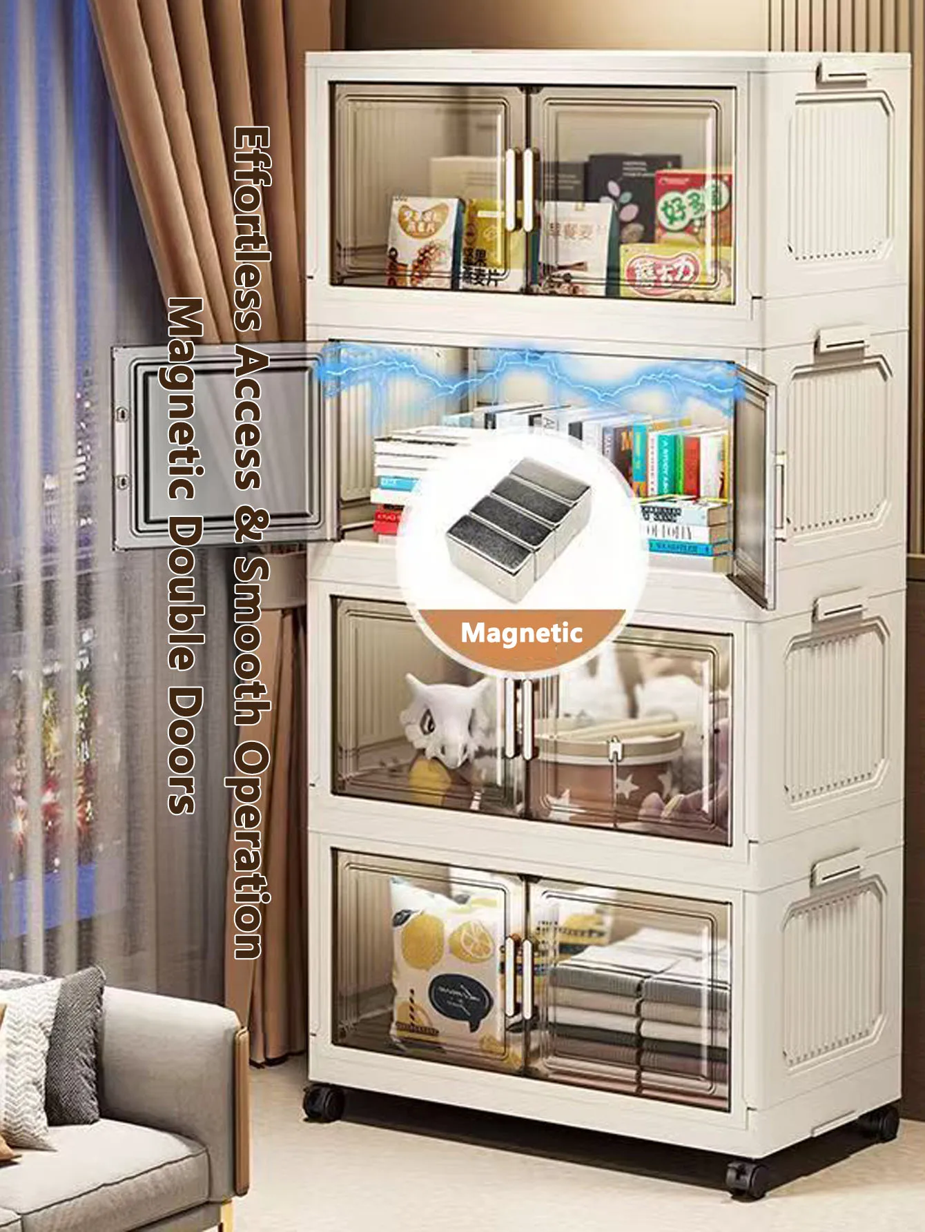Large Capacity Multifunction Folding Storage Cabinet Dustproof Wardrobe Closet Organizer Easy-to-Install Storage Boxes image 3