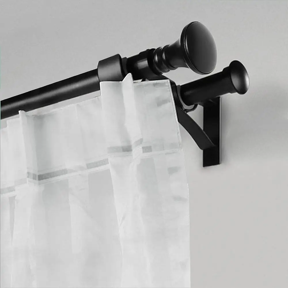 4PCS Schwarz Vorhang Stange Klammern Wand Vorhang Stange Halterungen Doppel Halterung Vorhang Stange Haken Aluminium Legierung Vorhang Stange Kleiderbügel
