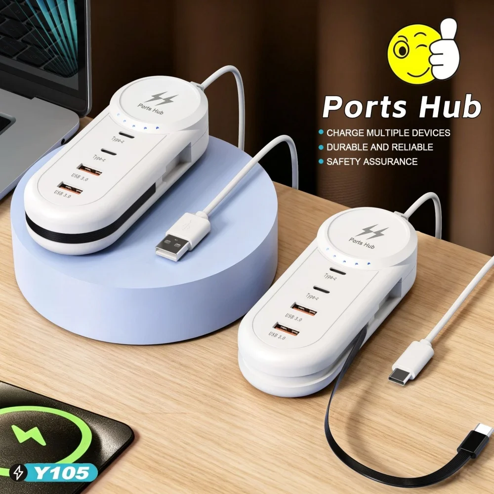 Type‑C USB‑A 4‑Port Charger Hub Multi‑Function Extension Adapter Fast Charging Desktop Power Expansion Board For iPhone Xiaomi
