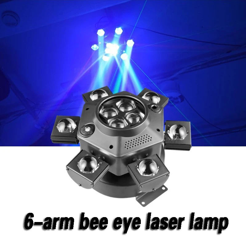 150W LED Disco Party Lamp DJ Wedding Bee Eye Projection Light 6Arm Moving Head Beam Lamp DMX Sound Control Audience Stage Lights