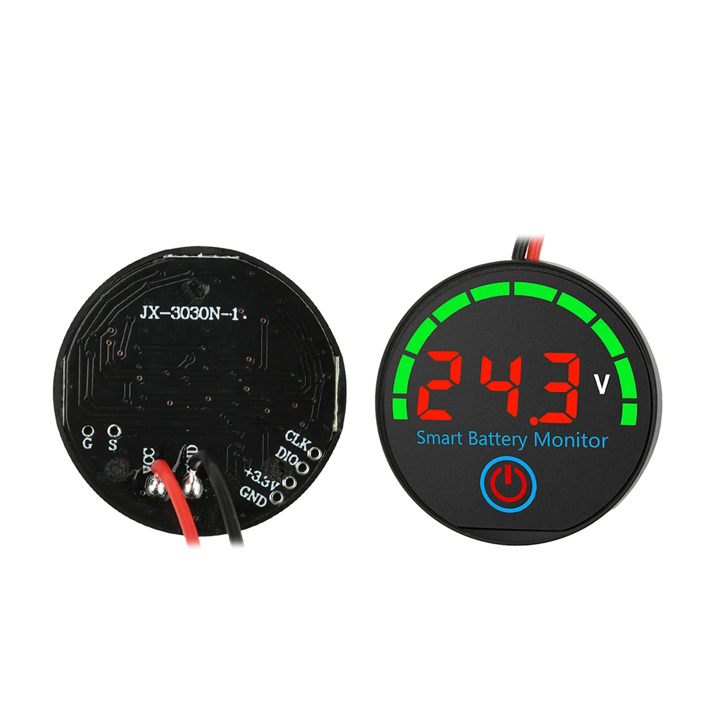 DC 7-55V Round LED Indicator Voltage Battery Level Indicator Power-off Memory Universal Display Board for Acid Lithium Battery