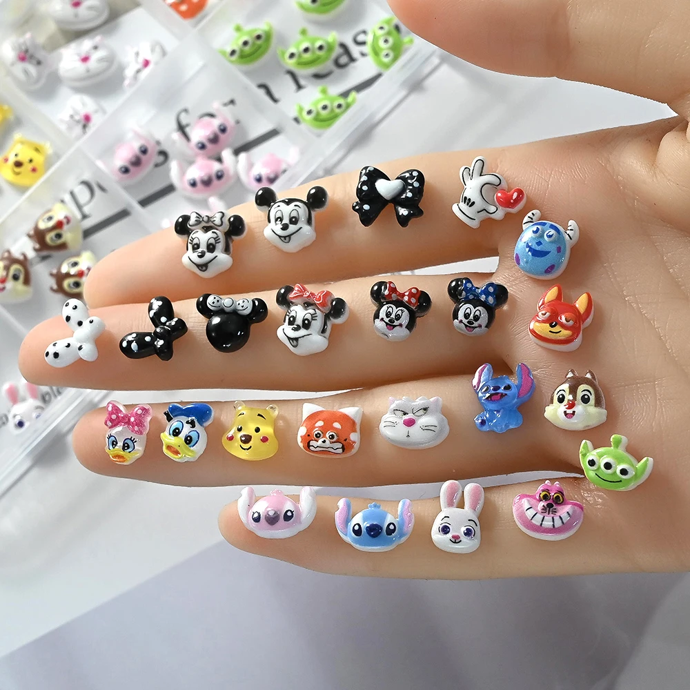 120 Uds. De dijes 3D de punto mixto para decoración de uñas de Ángel, piezas de uñas de monstruo alienígena Sullivan bonitas para decoración de manicura de personaje de Anime para niña