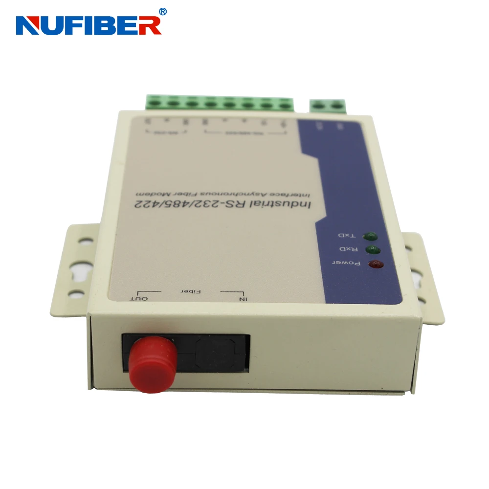 Industrial Compact RS-232/422/485 Serial to Fiber Converter Single Fiber SM SC Connector