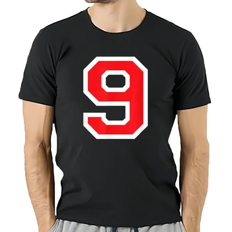 Número # 9 bloque rojo letras número jugador 13th estilo hombres mujeres ropa estampada suave ropa de calle camisetas