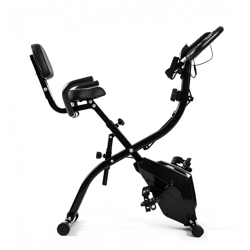 Foldable 2-in-1 Exercise Bike 8-Level Adjustable Magnetic Resistance Quiet Home Exercise Bike