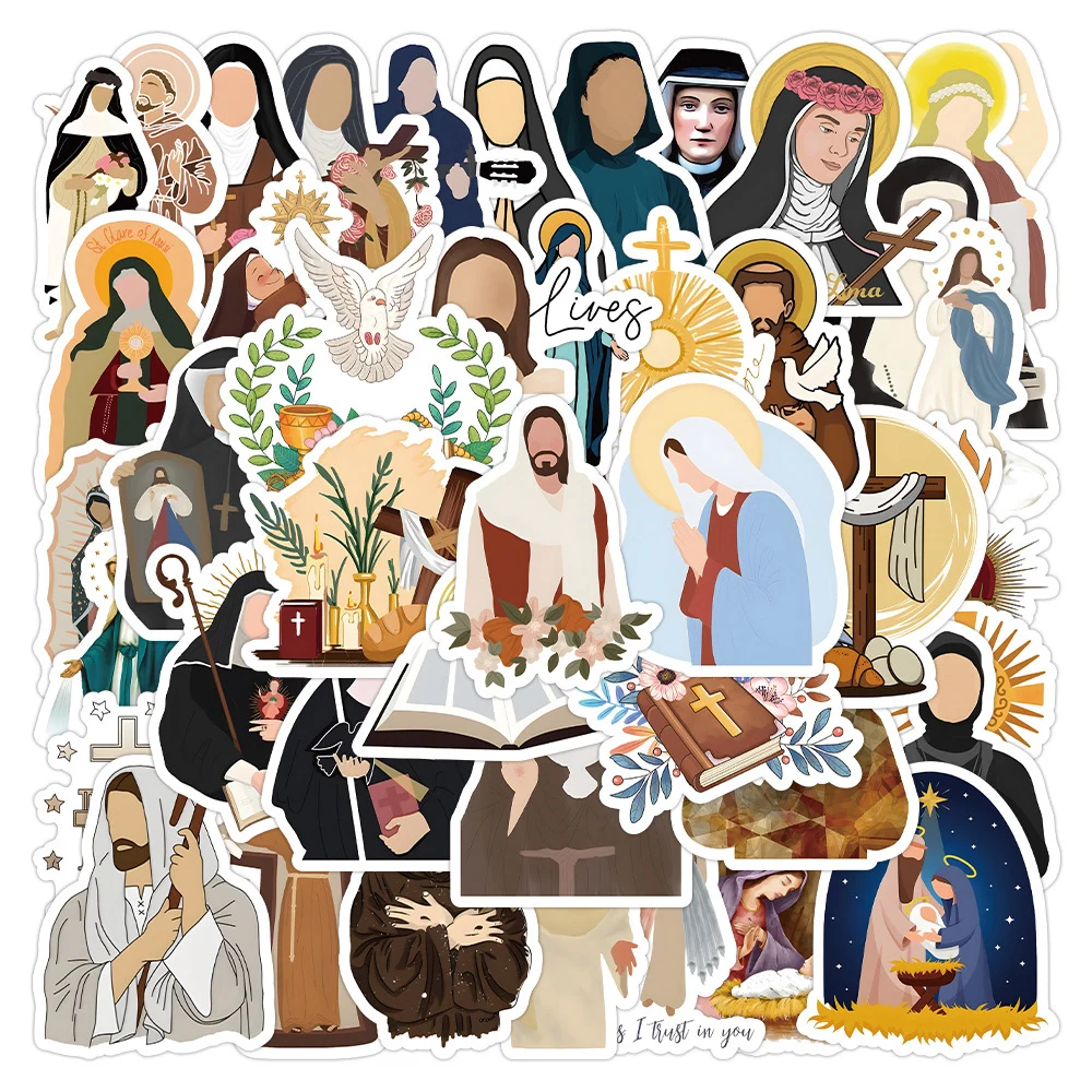 10/30/50pcs Cartoon Jesus Christians Religion Friar Stickers DIY Scrapbook Laptop Book Suitcase Car Graffiti Waterproof Sticker