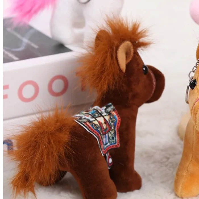 

Плюшевый брелок с мини-лошадью размером 10 см, уникальная мягкая кукла, декор детской сумки, очаровательный подарок зодиакальной лошади.