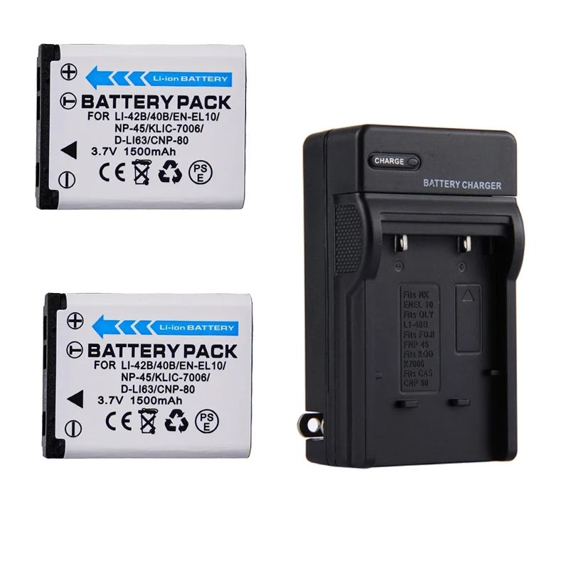 1500mAh Li-42B Li-40B EN-EL10 NP-45 D-Li63 D-Li108 NP-80 Camera Battery for Nikon for OLYMPUS for FUJIFILM for Pentax for Casio