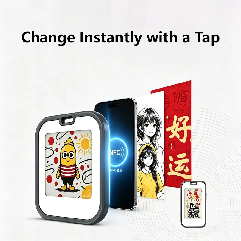 Lenovo Mini Elektroniczny Klikający NFC E-Ink Ekran Ozdoba na Biurko 1.54-calowy Ekran E-Ink Zawieszka do Torby Dekoracja Ścienna Ozdoba dla Zwierząt — zdjęcie produktu 6