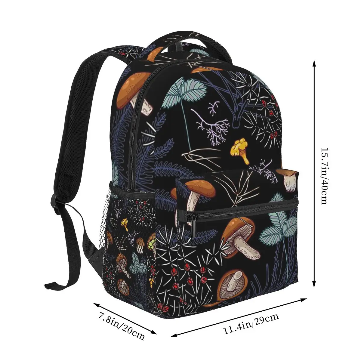 Mochilas de cogumelos floresta selvagem escura, sacos escolares infantis, meninos e meninas Bookbag, mochila dos desenhos animados infantis, bolsa de ombro, grande capacidade