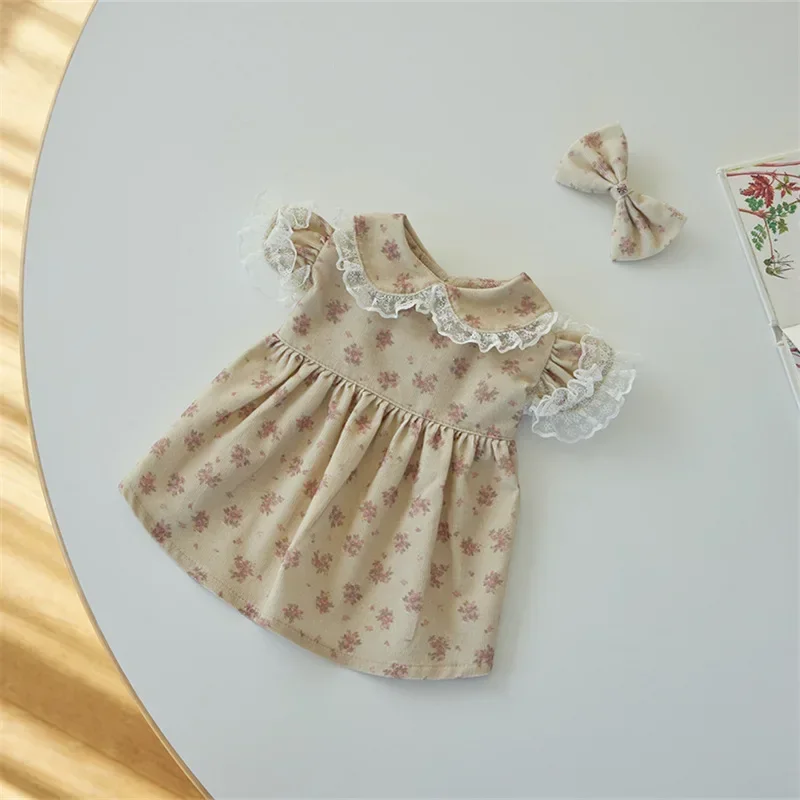 

New Spring Floral Shirt Skirt Cat Autumn Corduroy Printed Dress Teddy Collar Lace Top Puppy Clothes Dog Dresses for Small Dogs