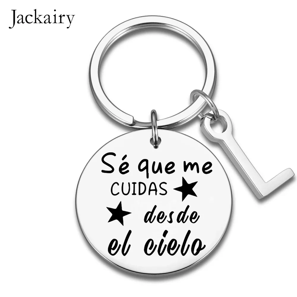 Spanish Keychain Sé Que Me Cuidas Desde El Cielo Stainless Steel Keyring Birthday Christmas Gifts