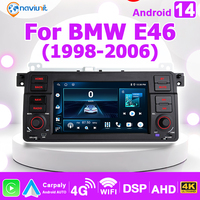 Android 14 Car Radio Multimedia Player GPS For 3 Series BMW E46 M3 318/320/325/330/335 1998-2005 wireless CarPlay android auto