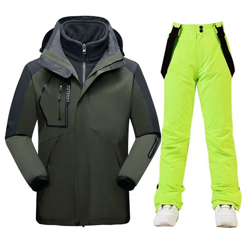 Ski Suit For Men Winter 3 In 1 Ski Jackets and Snow Pants Warm Waterproof Skiing Snowboard Jacket Outdoor Hiking Camping Brand