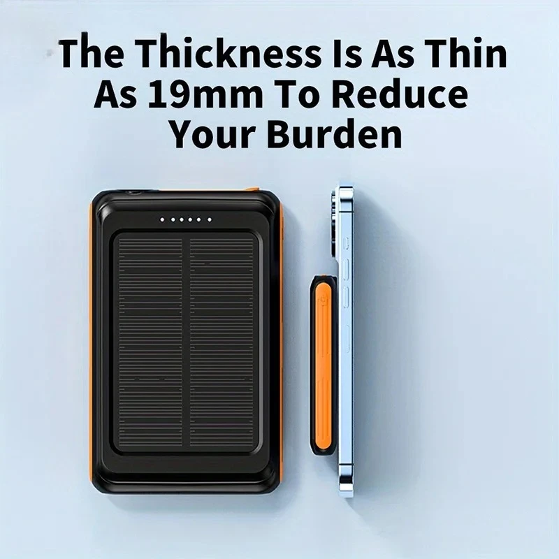 5000mAh Wireless Magnetic Solar Power Bank 20W Fast Charging with Flashlight External Backup Battery for IPhone Samsung