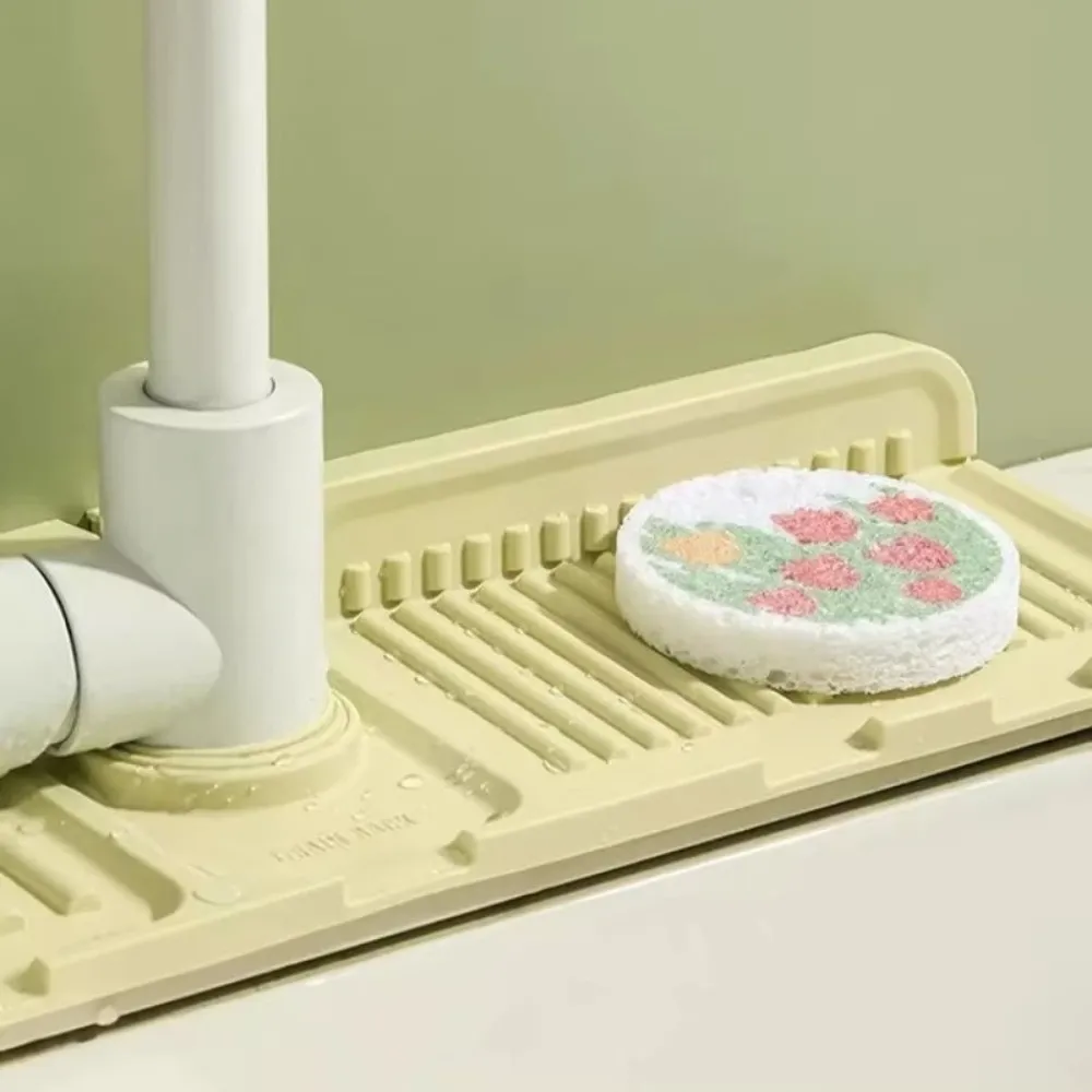 New 38*12cm Faucet Draining Mat Raised Edge Non Slip Kitchen Sink Splash Guard Waterproof Easy Clean Bathroom Draining Pad