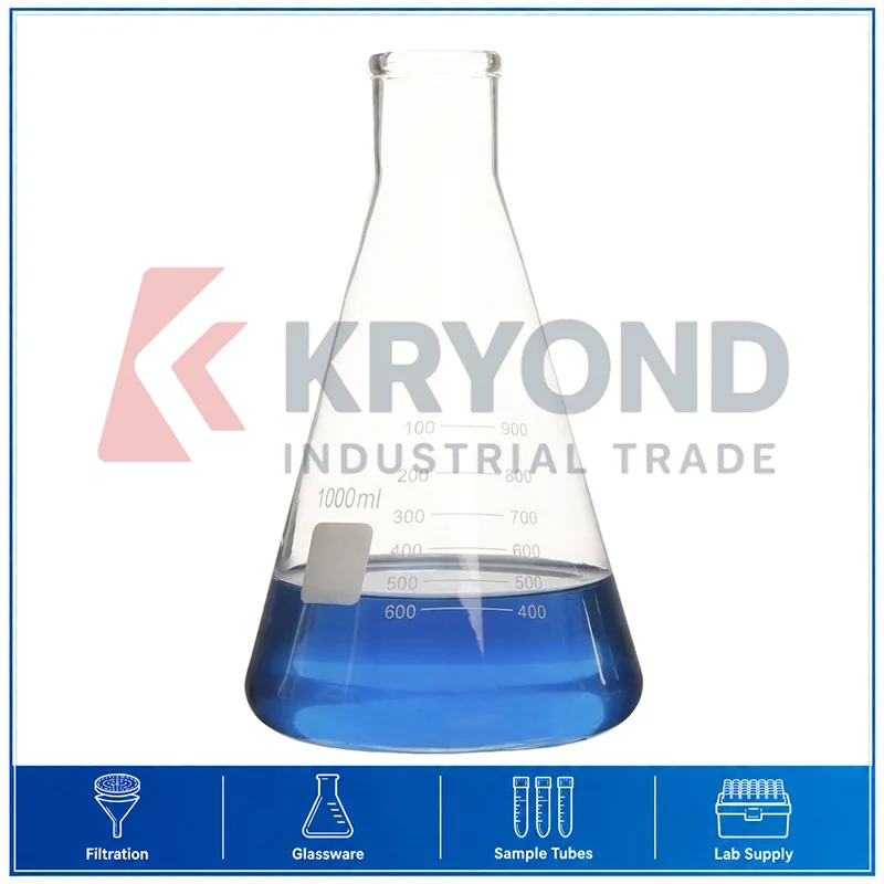 Generic 1000mL Graduated Glass Erlenmeyer Flask Borosilicate Conical Flask Laboratory Mixing Heating Vessel Wide Mouth 1Pack