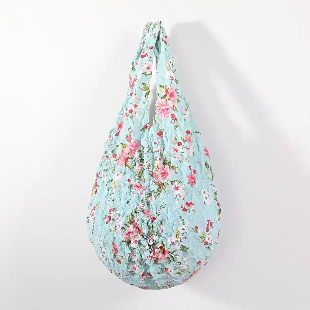 

Reusable Bubble Foldable Stretch Bag Shopping Bag Multi Purpose Pleated Flexible Handbag Large Capacity Chiffon