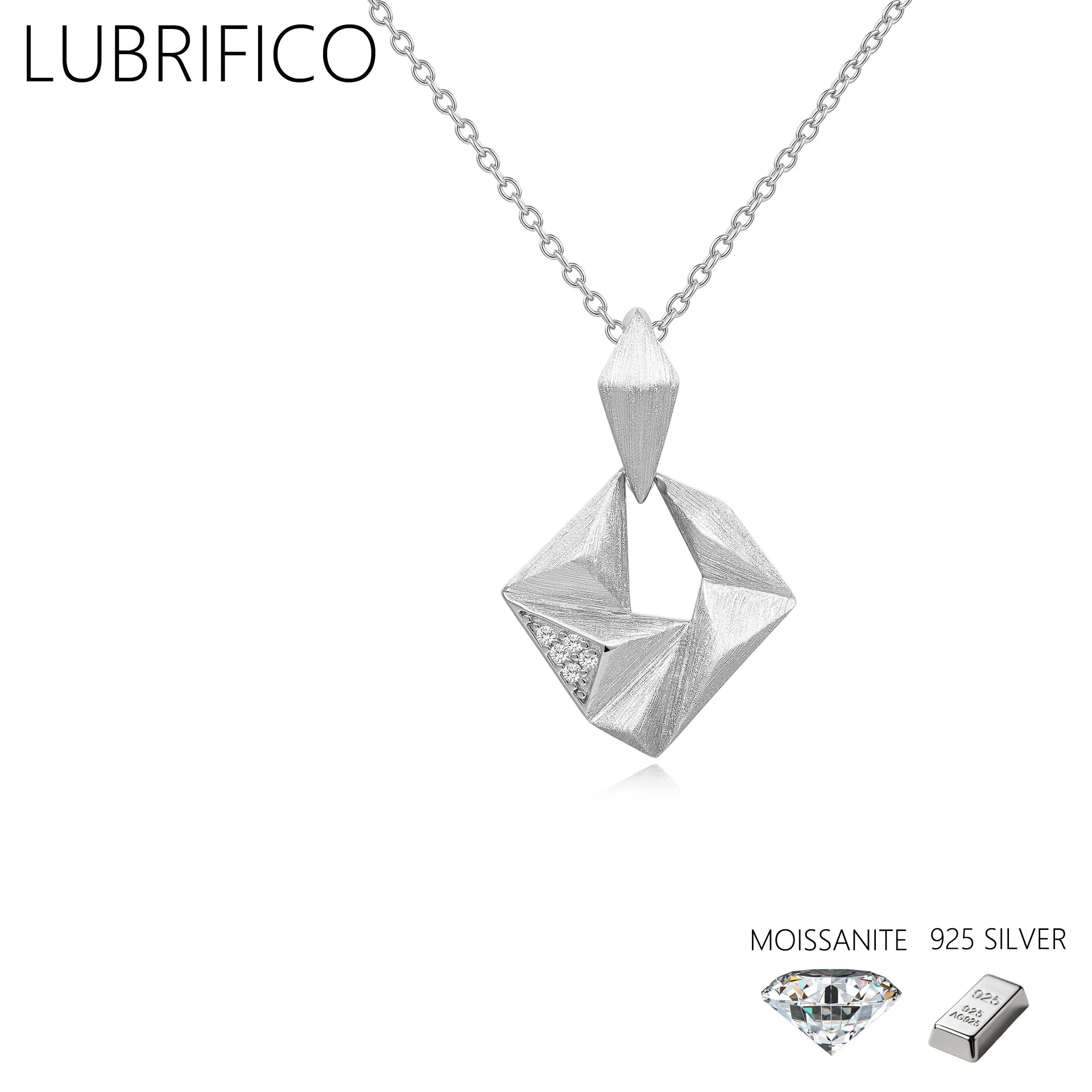 1mm D Color Moissanite Necklace 925 Sterling Silver Lab-Grown Diamonds Rhombus Shape Pendant For Women Fine Jewelry Wedding