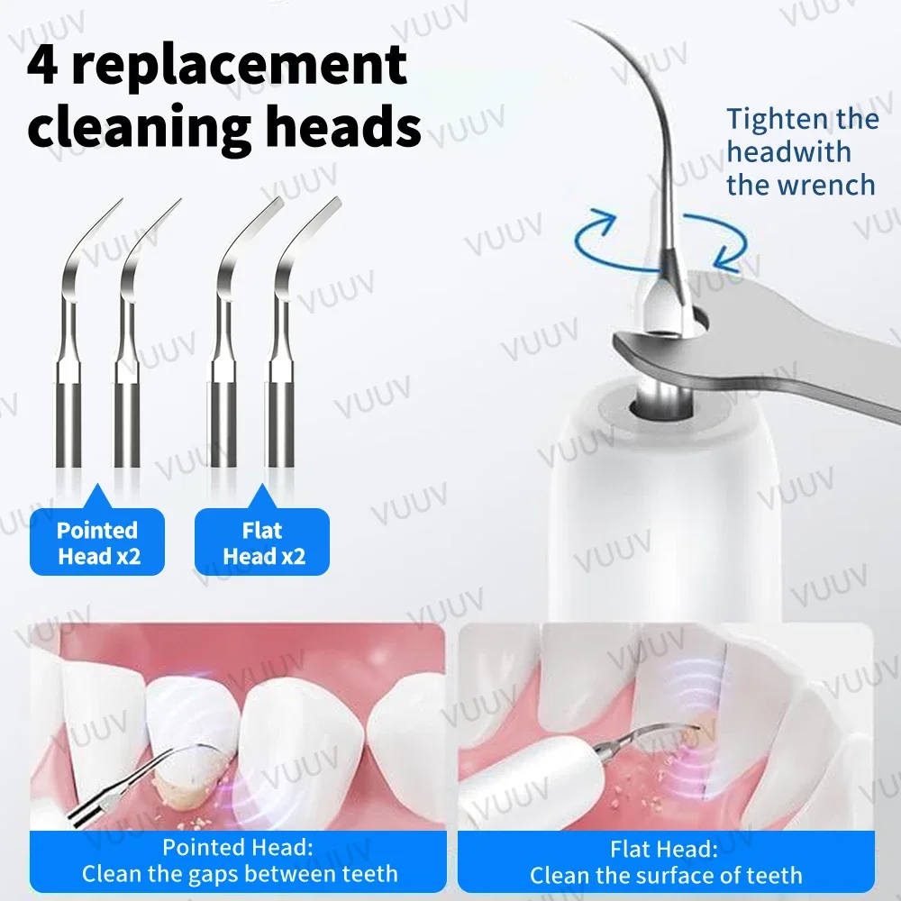 VUUV Ultrasonic Teeth Cleaner Women Tartar Remover Stain Eraser Multi Gear Type-C Rechargeable Portable Oral Care Tool - view 6