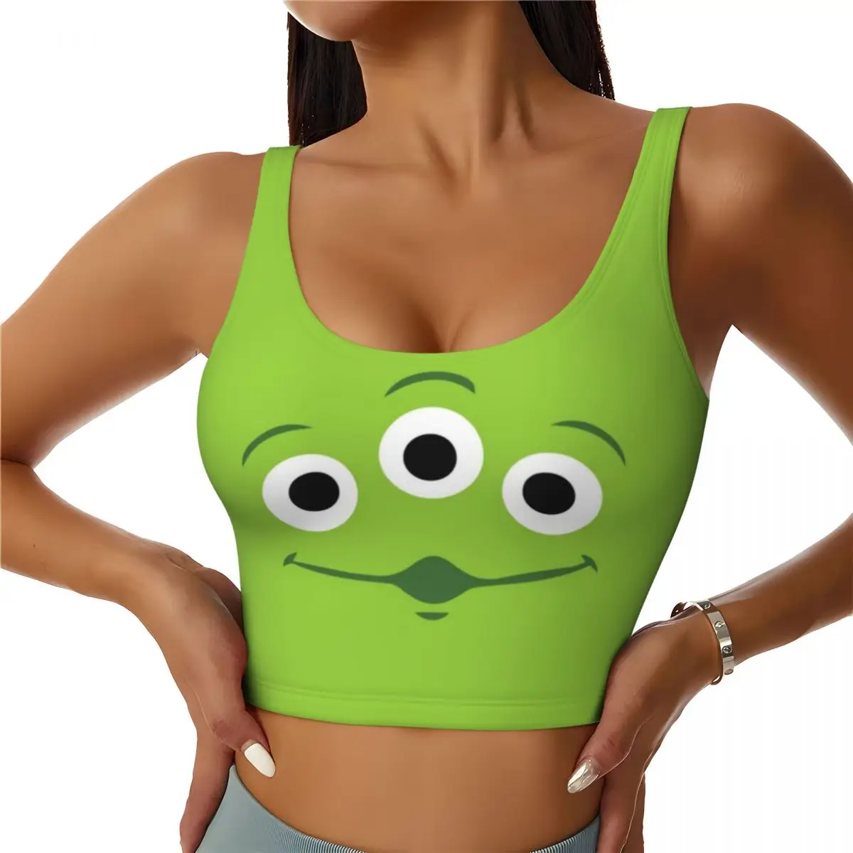 Custom Toy Story Aliens Cartoon Sports Bra women\'s High Impact Workout Yoga Crop Top