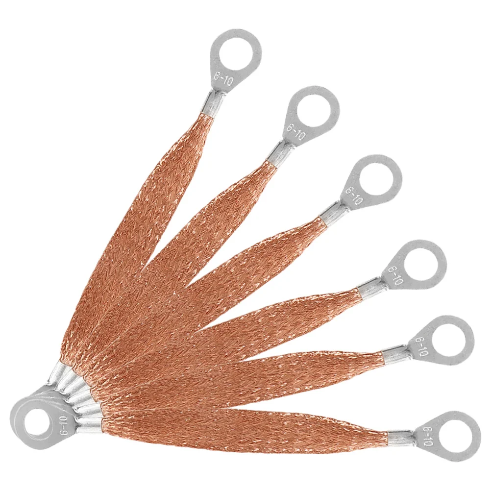 

6Pcs Automotive Ground Strap Copper Braided Universal Grounding Cable for Car Engine Electrical Systems Static Bridging High