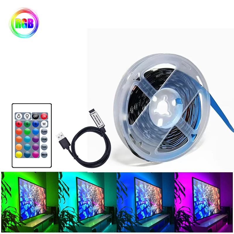 

5v Led Strip Lights Rgb5050 Tv Backlight Dimmable Led Tape Light 5V Flexible Led Lighting Strips 24 key Led Strip Remote Rgb