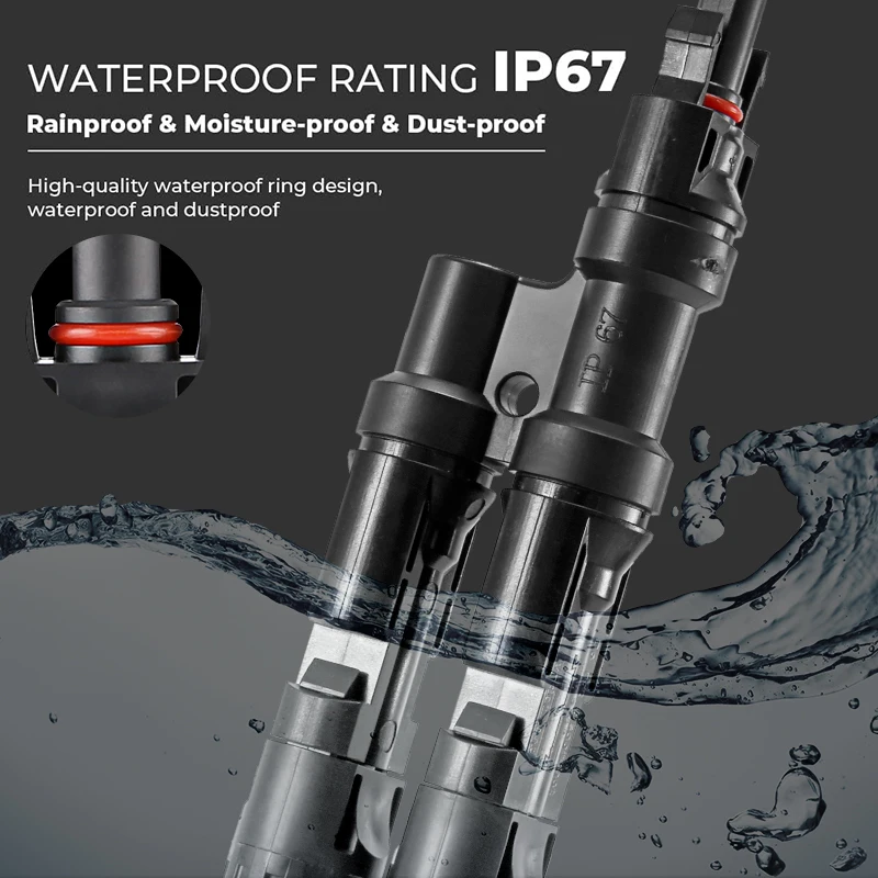 XIONGISOLAR  Solar Y Branch 2 to 1 DC Connectors PV IP67 Connector in Pair for Parallel Connection Between Solar Panels FMM+MFF
