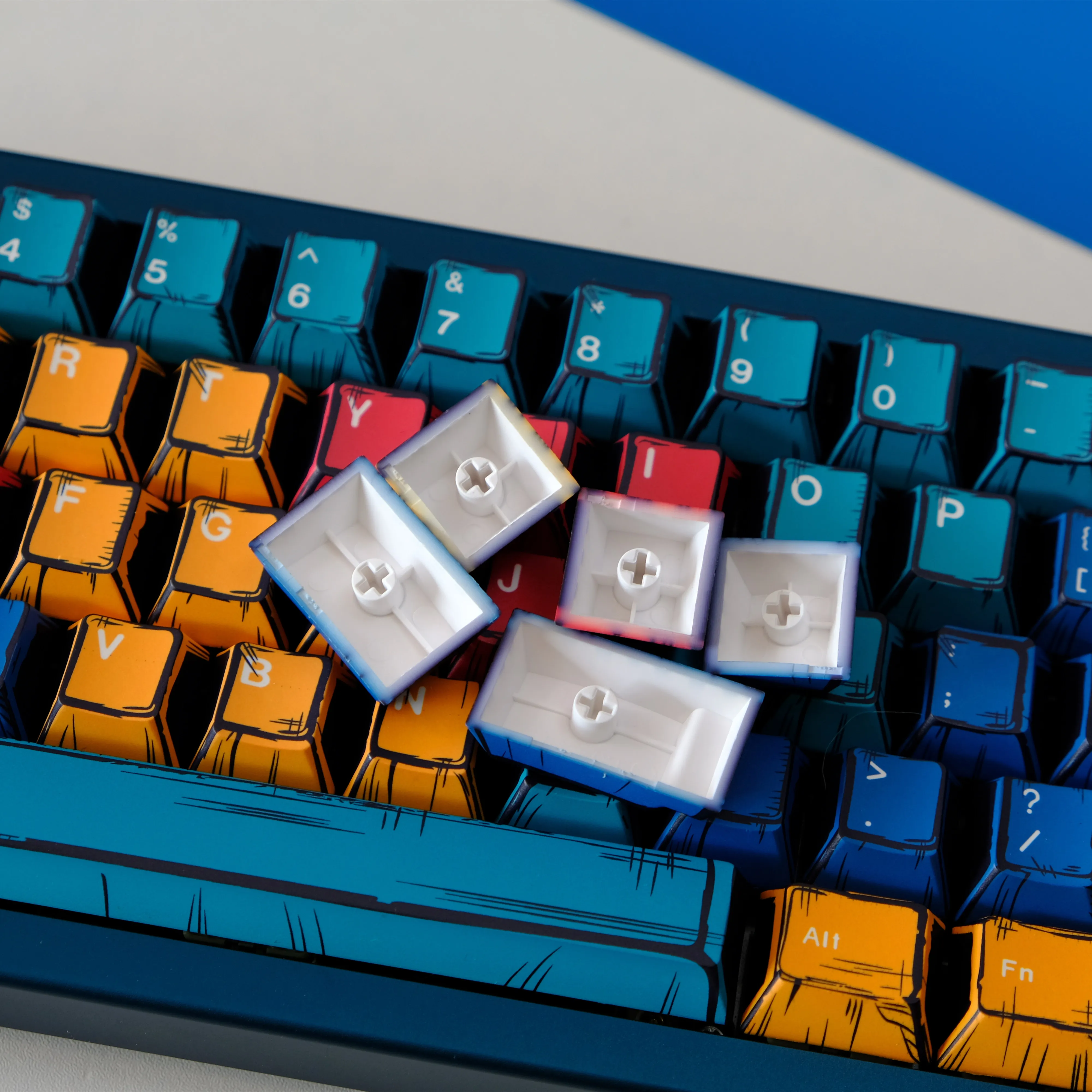 PBT Comic Keycaps EVA 01 Palette Cherry Profile Dye Sub 78/151 Keys Mixed Light For Mechanical Keyboards ISO Layout 7U Rainy75