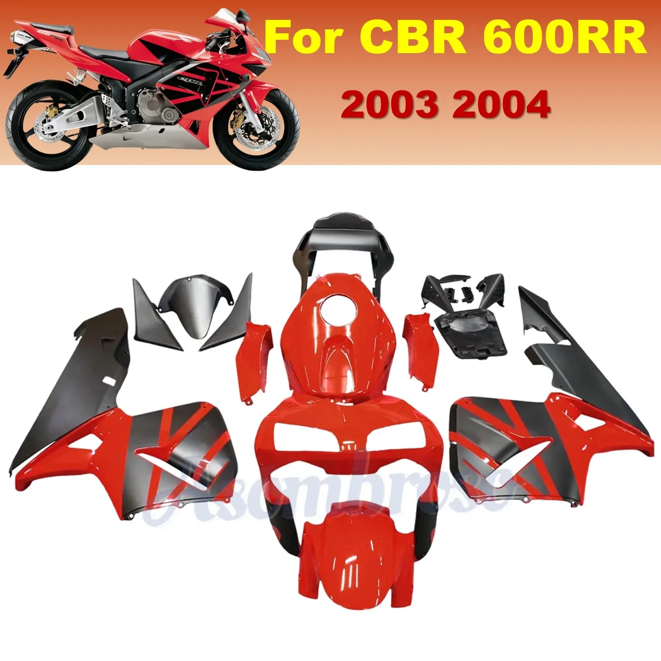 

CBR600RR Fairings set For Honda CBR 600RR 2003 2004 CBR600 RR PC37 Motorcycle Accessories Injection Bodywork | Red Black