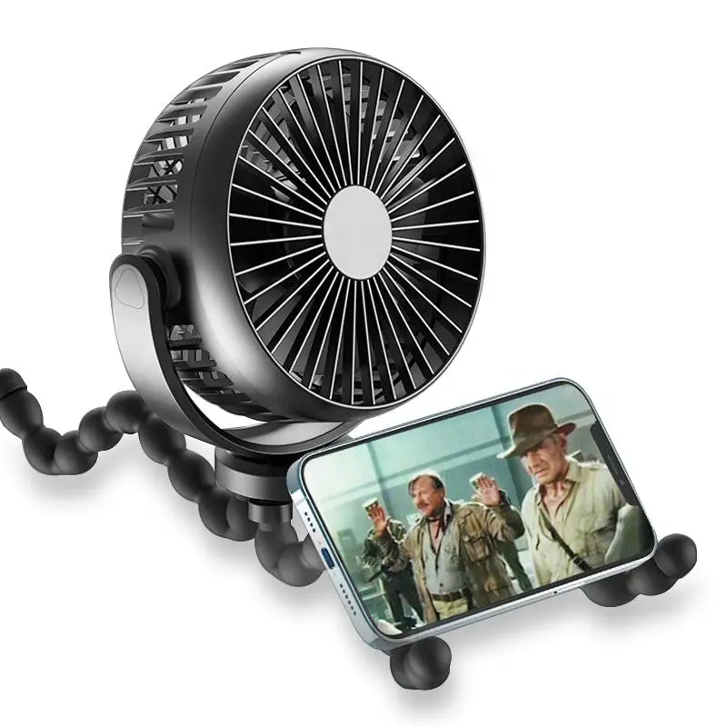 Octopus Baby Stroller Fan USB Charging Fan Mobile Phone Holder 3 Speeds Portable Mini Fan  Silent Clip on Fan for Home Outdoor