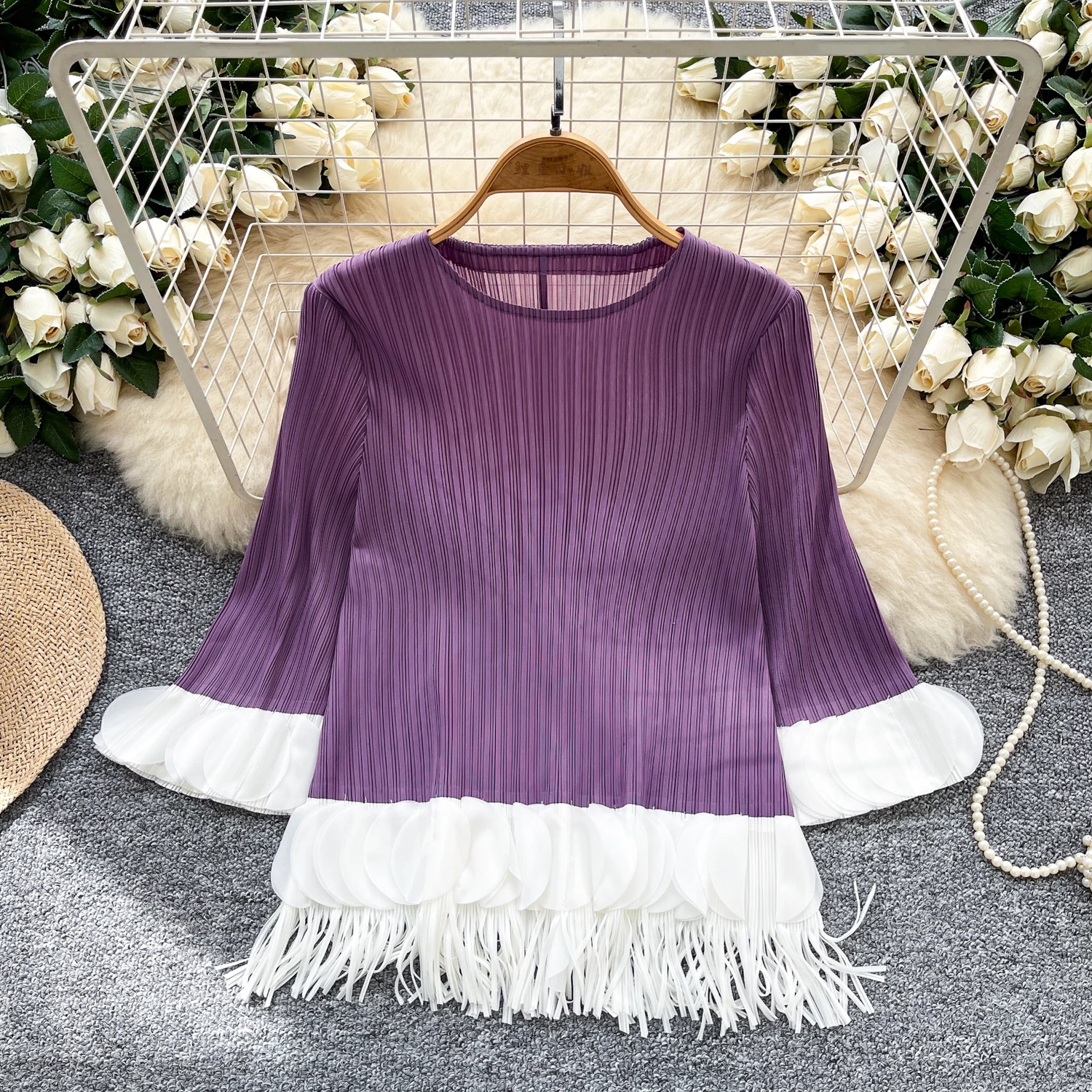 

Vintage Blouse O-neck tassel long sleeve Slim Elegant Fashion Women hotsweet Shirt women clothing