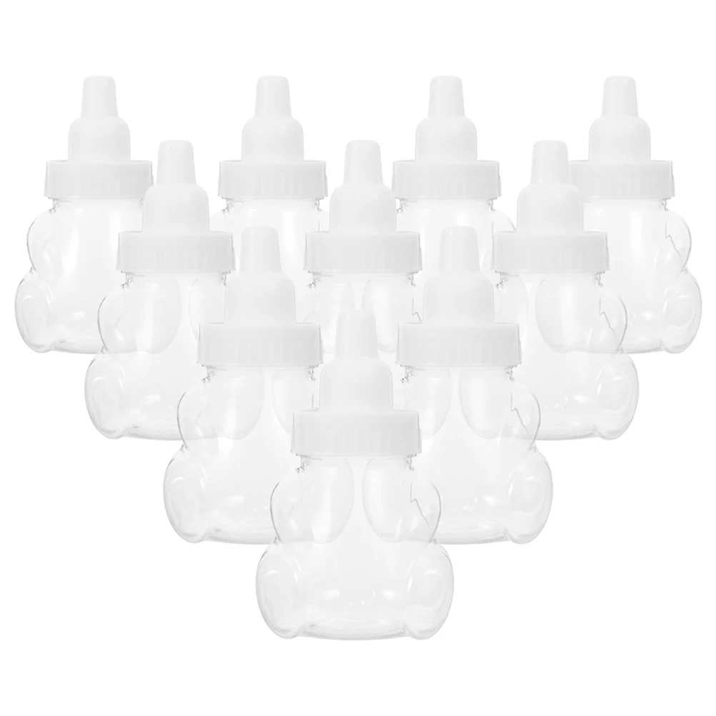 

10pcs Baby Bottle Candy Boxes Transparent Bear Shaped Shower Party Supplies Retro Treats Container Decorative Wedding Box Gifts