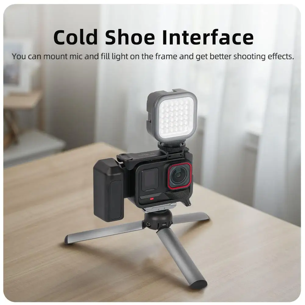 Cámara deportiva con mango de cámara de calle integrado Compatible con DJI Osmo Action 3/4/5 Pro para un agarre estable y cómodo