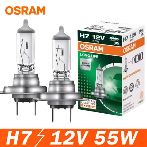 OSRAM LONG LIFE H4 H7 12V 55W H11 H3 HB3 HB4 9005 9006 Original Auto Lights Halogen Headlight Bulb More Durable Super Series 2X