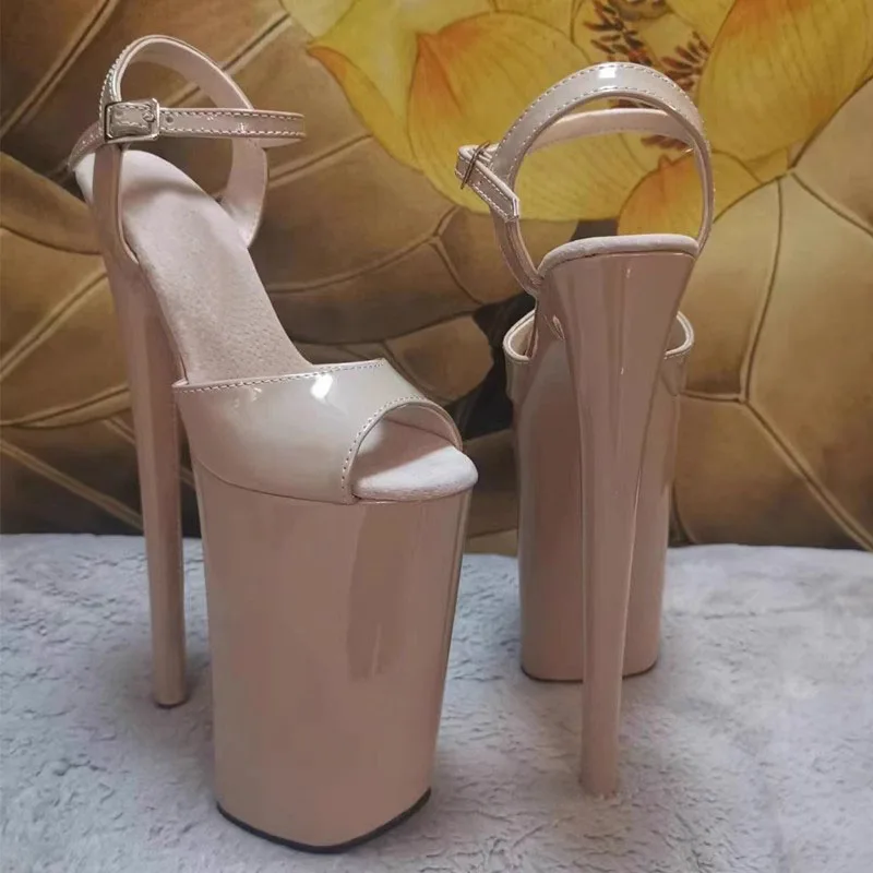 منصة جديدة الصنادل النسائية 23 سنتيمتر أحذية الوثن مثير القطب أحذية الرقص حفلة العروس متجرد الكعوب اللمحة تو القوطية خنجر