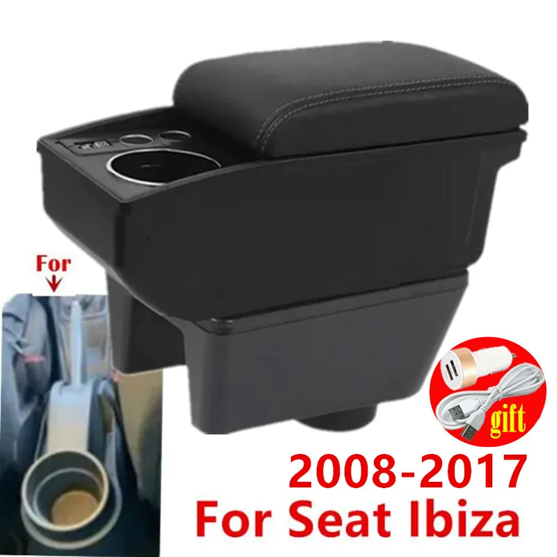 Für Seat Ibiza Armlehnenbox für Seat Ibiza 6J Ibiza 6L Auto-Armlehne Doppelschichtige Aufbewahrungsbox Spezielles Nachrüst-Autozubehör