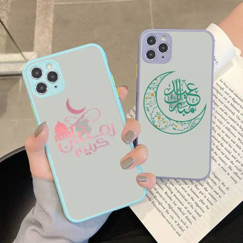 Yinuoda Muslim Mosque Moon Phone Case for iPhone X XR XS 7 8 Plus 11 12 13 pro MAX 13mini Translucent Matte Shockproof Case