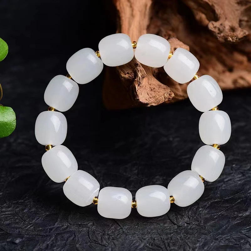 Wholesale Alabaster Crystal Quartz Natural Stone Streche Bracelet Elastic Cord Pulserase Jewelry Beads Lovers Woman Gift