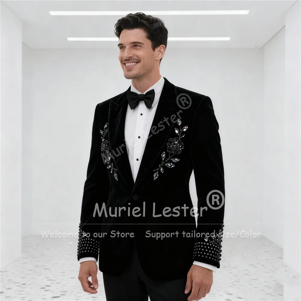 وسيم مطرز الأحجار دعوى الرجال سليم صالح المخملية العريس حفلة موسيقية الحلل تخصيص 2 قطعة مجموعات زي أوم الزفاف سهرة وتتسابق