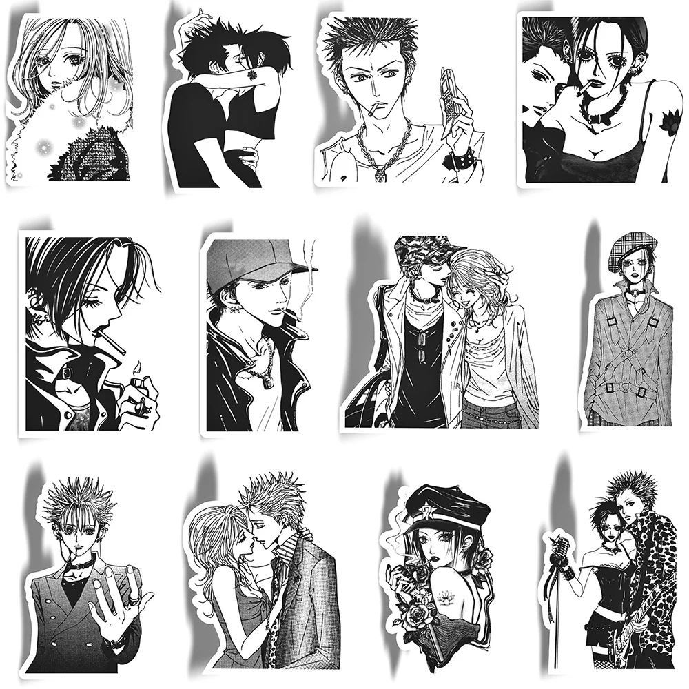 10/30/65PCS Japanese Anime NANA Stickers Black White Decals Cartoon Decoration Suitcase Laptop Phone Stationery Manga Sticker