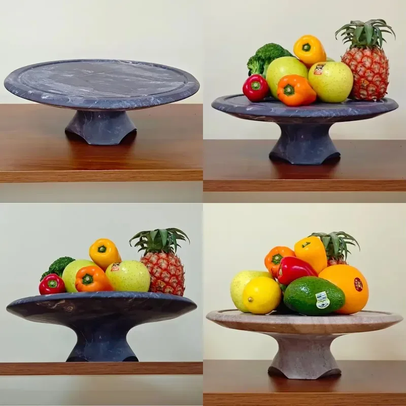Dark Grey Marble Base Stand Luxury Stone Pallets for Home and Hotel Dining Decorations