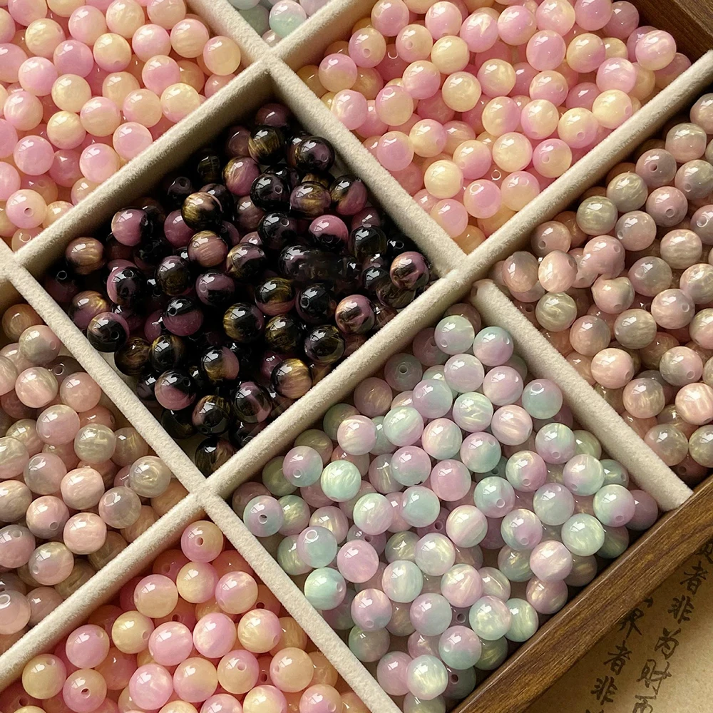 

10pcs Dreamy Oil-Painting Style Pink Resin Beads For DIY Sweet And Elegant Bracelet Necklace Jewelry Making Supplies Wholesale