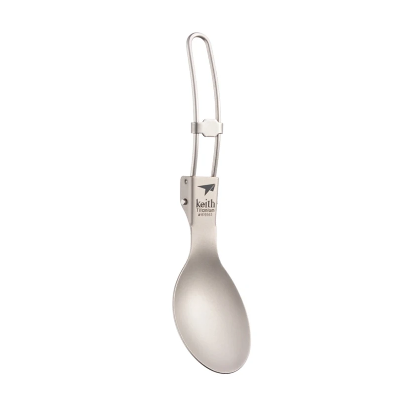KEITH Titanium Spoon Folding Hand Portable Bacteriostatic Cutlery for Outdoor Picnic Camping Tableware Spoon Ti5302