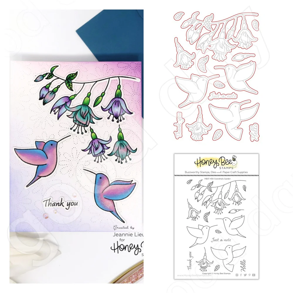 

2022 Arrival New Hummingbird and Flowers Dies Stamps Scrapbook Used for Diary Decoration Template Diy Greeting Card Handmade